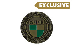 Badge / emblem Puch logo Gold with enamel 47mm RealMetal®